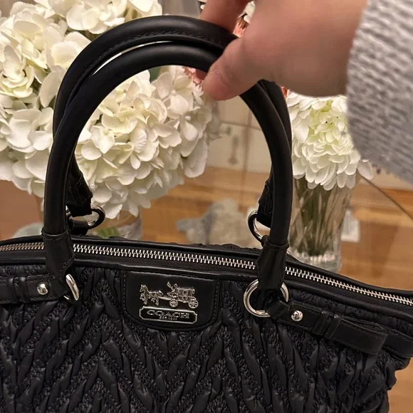 Coach Black Quilted Satchel with Braided Detail - Picture 8 of 16